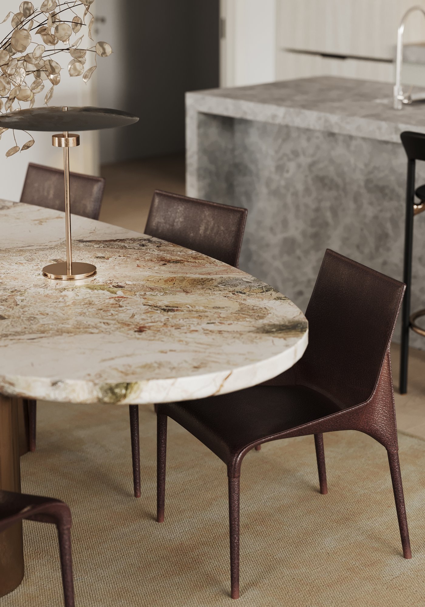 Dining Table-Marble Benchtop (Close Up Shot)